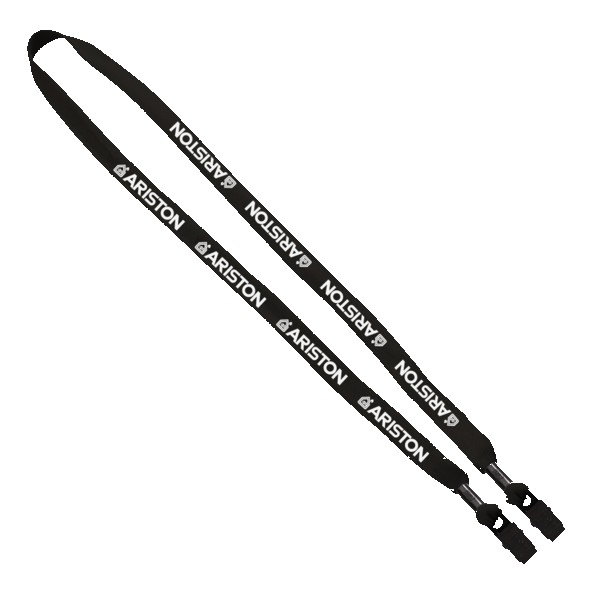 5/8" Double-Ended Polyester Shoelace Lanyard with Metal Crimp and Metal Bulldog Clip 1