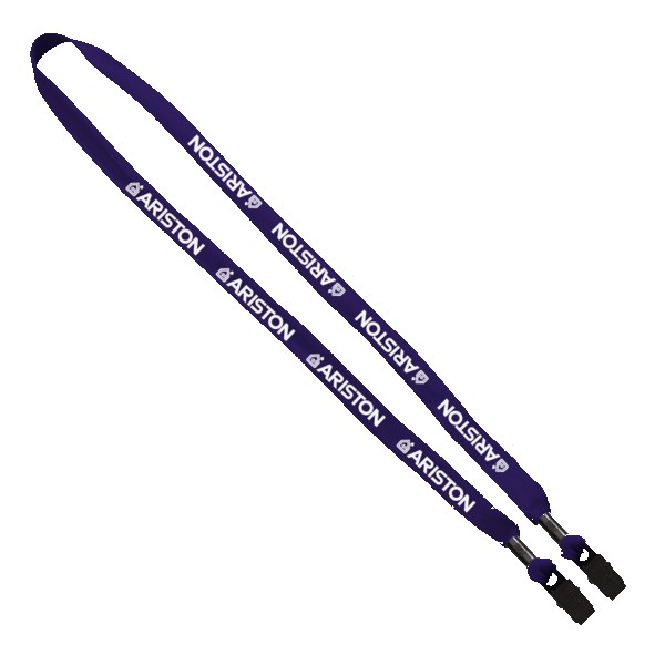 5/8" Double-Ended Polyester Shoelace Lanyard with Metal Crimp and Metal Bulldog Clip 1