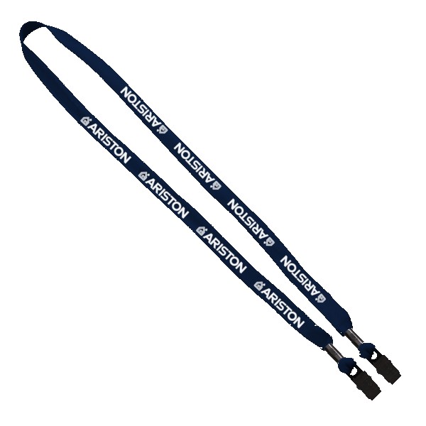 5/8" Double-Ended Polyester Shoelace Lanyard with Metal Crimp and Metal Bulldog Clip 1