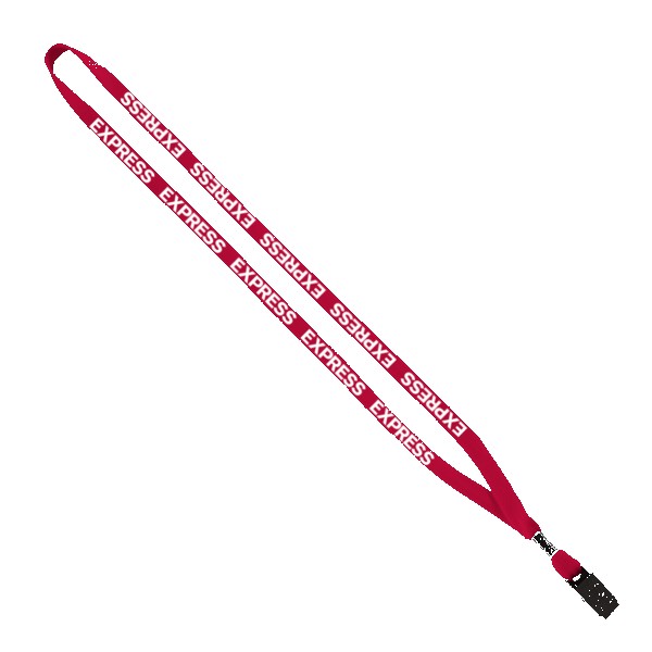 1/2" Cotton Lanyard with Metal Crimp & Bulldog Clip 1