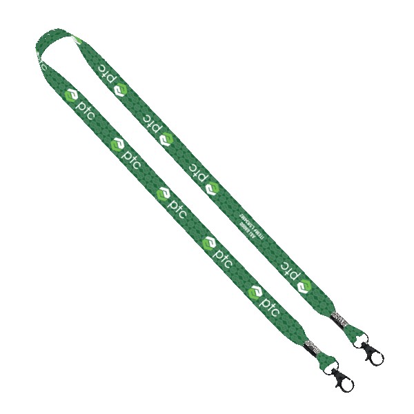 3/4" rPET Dye-Sublimated Double-Ended Lanyard With Metal Crimp and Lobster Clip 1