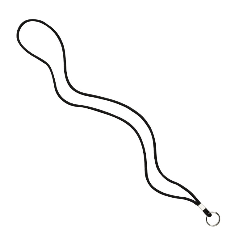 Imported 1/8" Polyester Cord Lanyard with Silver Crimp, Badge Reel, and Back of Neck Plastic Barrel 1 Imported 1/8" Polyester Cord Lanyard with Silver Crimp, Badge Reel, and Back of Neck Plastic Barrel 1