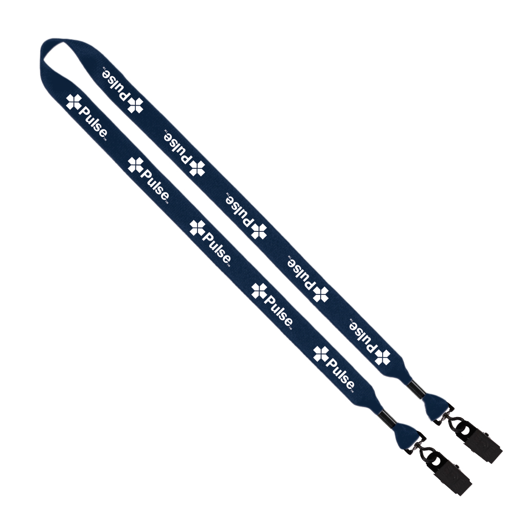 3/4" 2-Ended Polyester Lanyard with Metal Crimp & Metal Bulldog Clip 1
