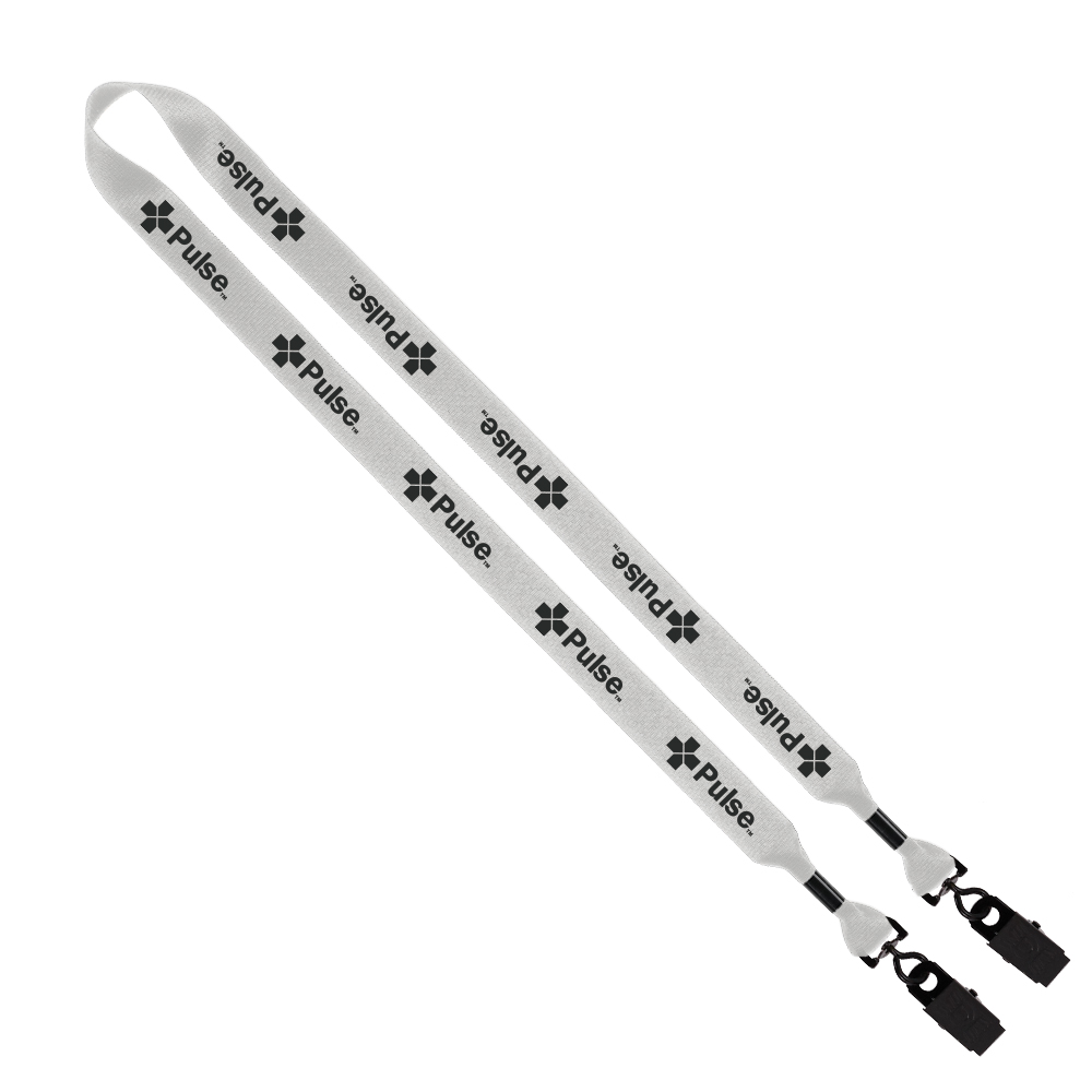 3/4" 2-Ended Polyester Lanyard with Metal Crimp & Metal Bulldog Clip 1