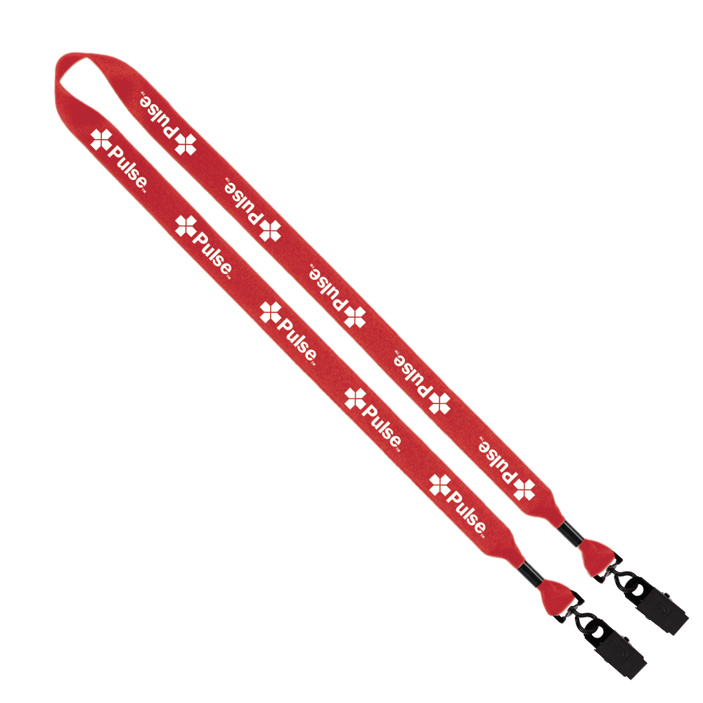 3/4" 2-Ended Polyester Lanyard with Metal Crimp & Metal Bulldog Clip 1