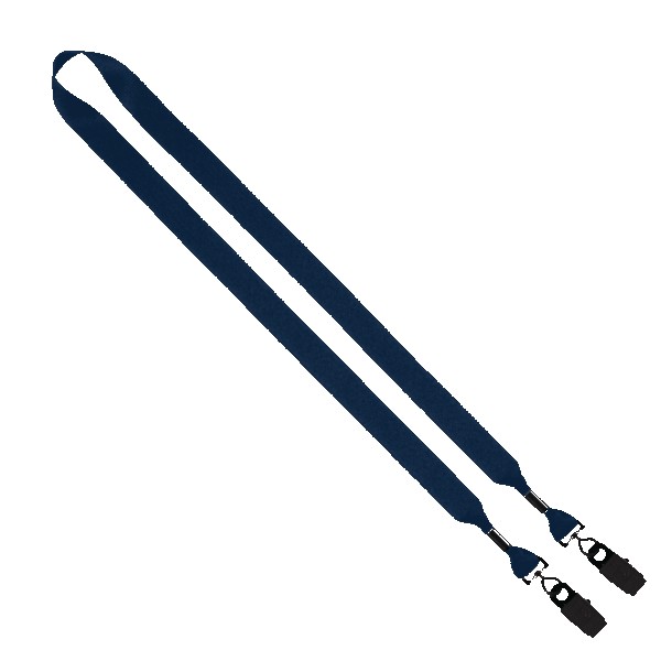3/4" 2-Ended Polyester Lanyard with Metal Crimp & Metal Bulldog Clip 1