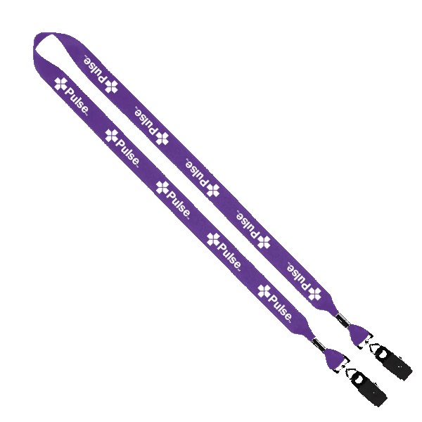 3/4" 2-Ended Polyester Lanyard with Metal Crimp & Metal Bulldog Clip 1