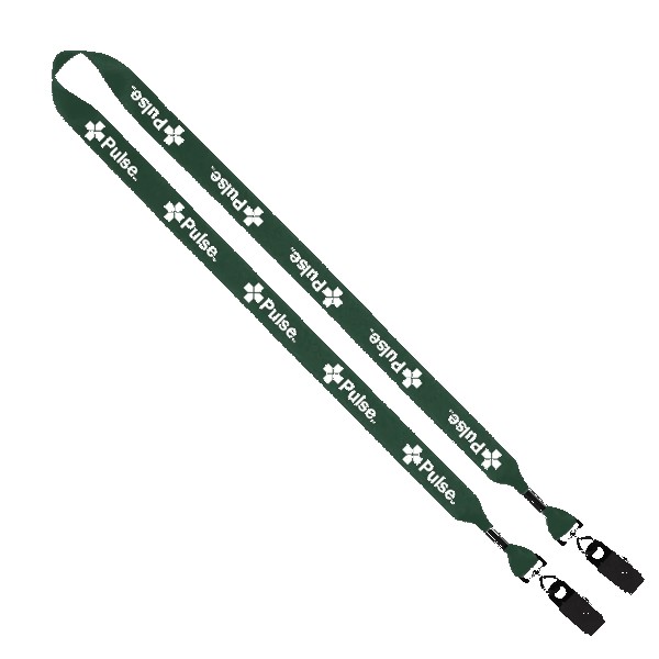 3/4" 2-Ended Polyester Lanyard with Metal Crimp & Metal Bulldog Clip 1