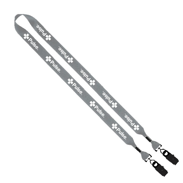 3/4" 2-Ended Polyester Lanyard with Metal Crimp & Metal Bulldog Clip 1