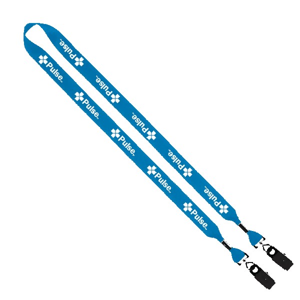 3/4" 2-Ended Polyester Lanyard with Metal Crimp & Metal Bulldog Clip 1