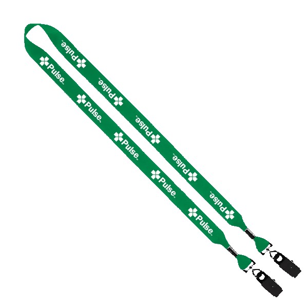 3/4" 2-Ended Polyester Lanyard with Metal Crimp & Metal Bulldog Clip 1