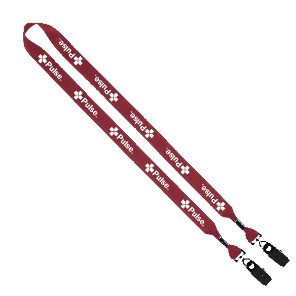 3/4" 2-Ended Polyester Lanyard with Metal Crimp & Metal Bulldog Clip 1