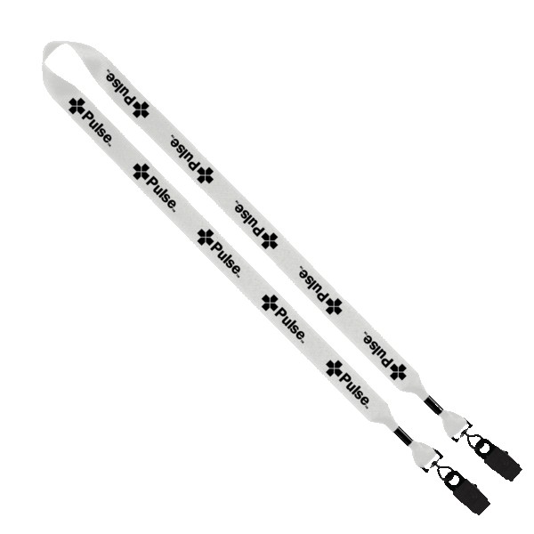 3/4" 2-Ended Polyester Lanyard with Metal Crimp & Metal Bulldog Clip 1