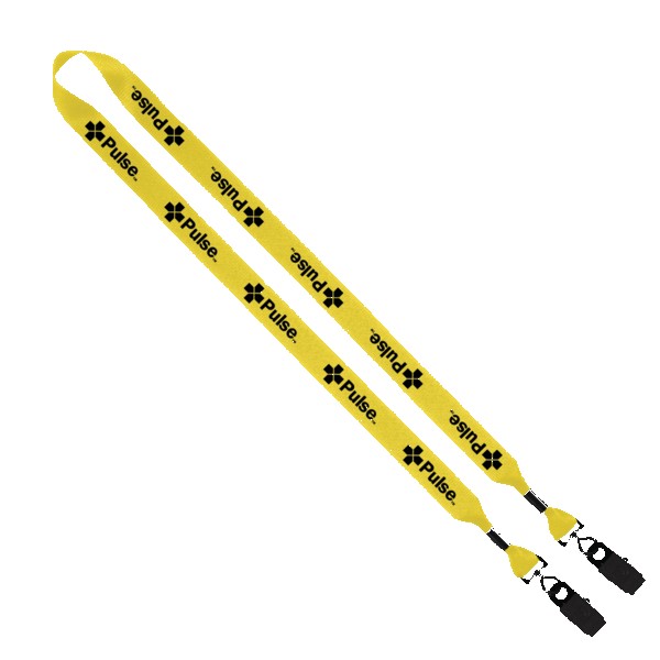 3/4" 2-Ended Polyester Lanyard with Metal Crimp & Metal Bulldog Clip 1