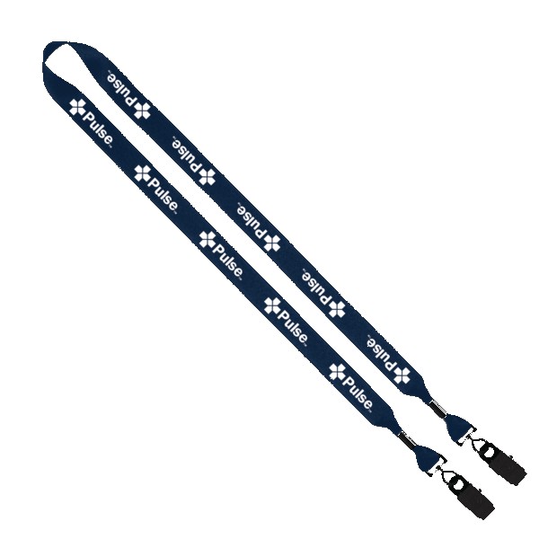 3/4" 2-Ended Polyester Lanyard with Metal Crimp & Metal Bulldog Clip 1