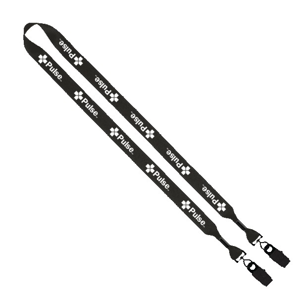 3/4" 2-Ended Polyester Lanyard with Metal Crimp & Metal Bulldog Clip 1