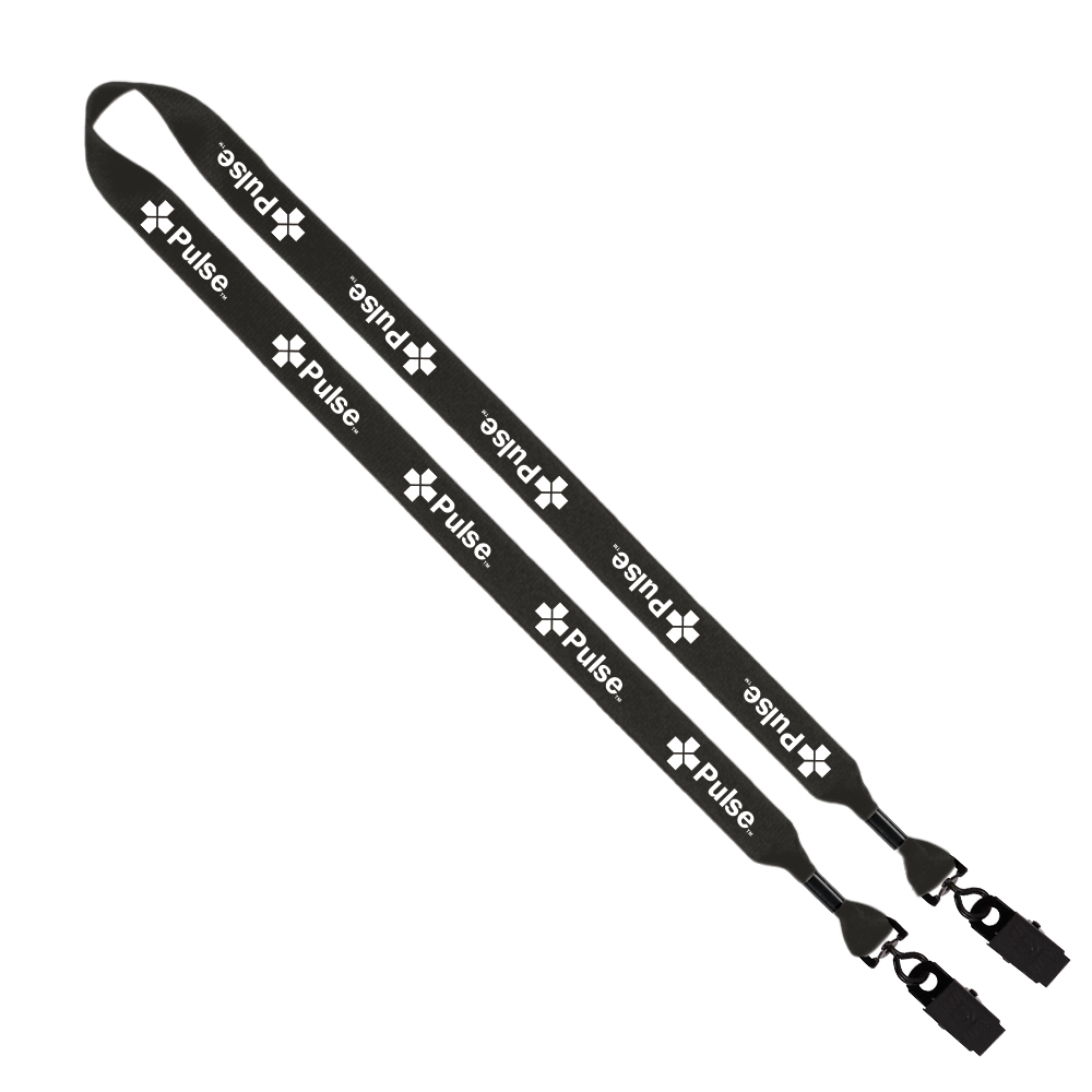 3/4" 2-Ended Polyester Lanyard with Metal Crimp & Metal Bulldog Clip 1