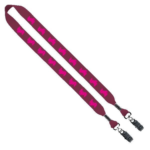 3/4" Cotton Double Bulldog Clip Lanyard 1