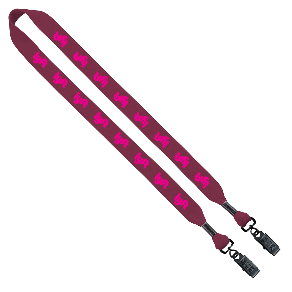 3/4" Cotton Double Bulldog Clip Lanyard 1