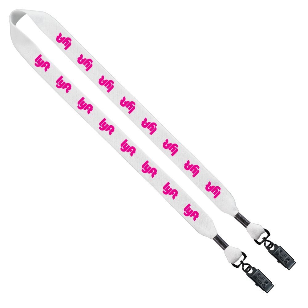 3/4" Cotton Double Bulldog Clip Lanyard 1