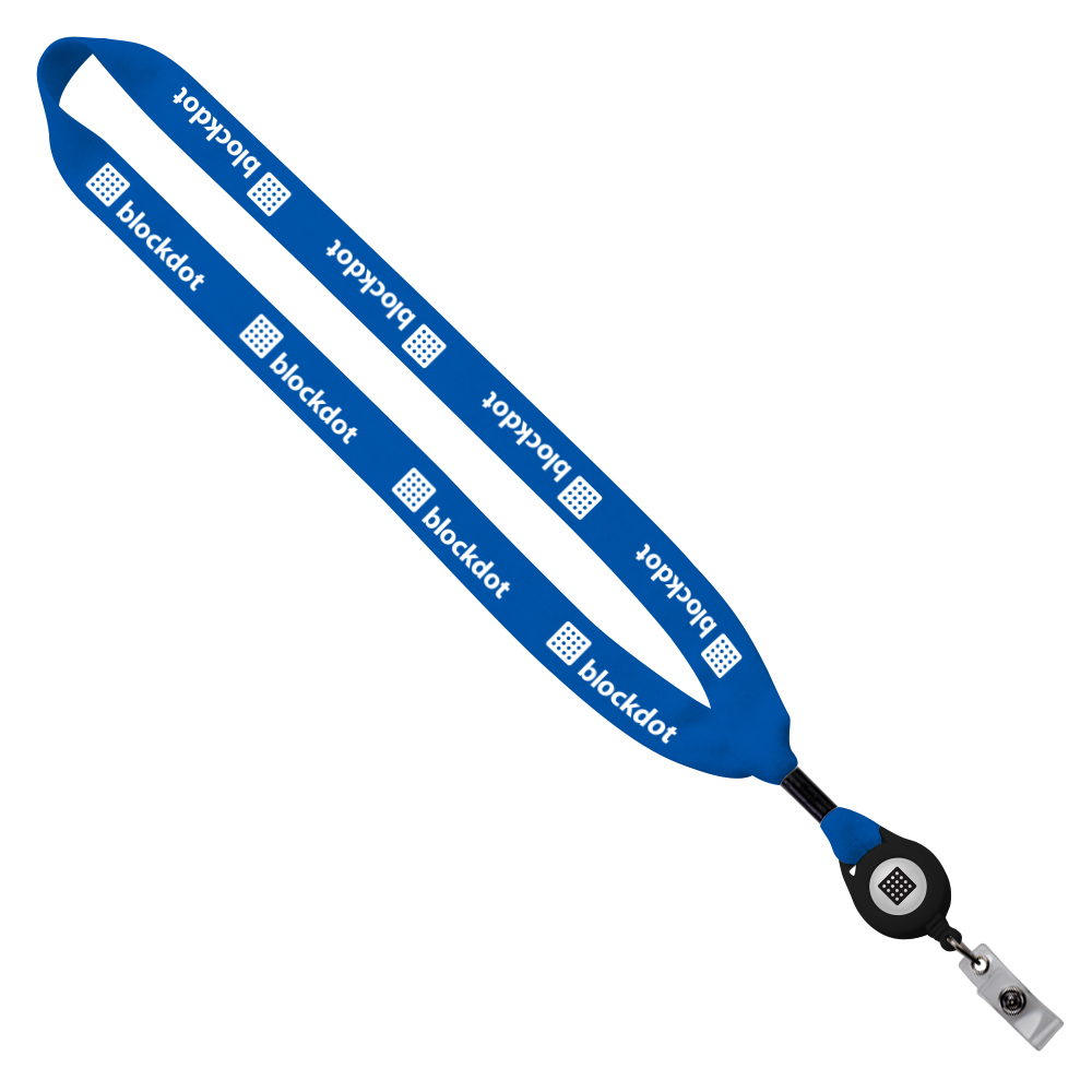 3/4" Cotton Lanyard with Metal Crimp & Retractable Badge Reel 1