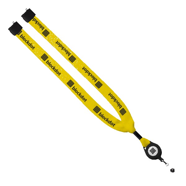 3/4" Cotton Lanyard with Metal Crimp & Retractable Badge Reel 1