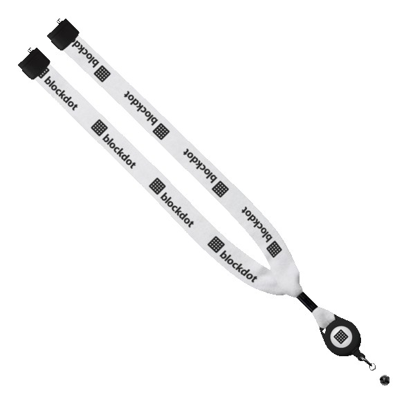 3/4" Cotton Lanyard with Metal Crimp & Retractable Badge Reel 1