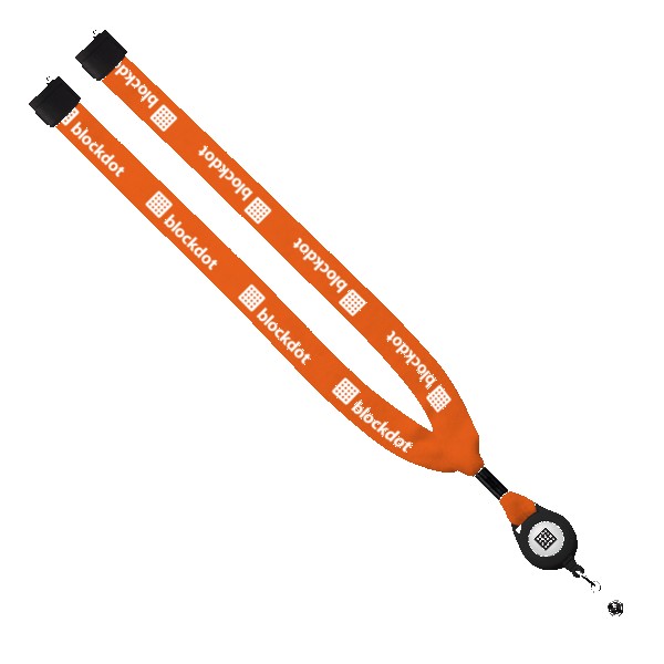 3/4" Cotton Lanyard with Metal Crimp & Retractable Badge Reel 1