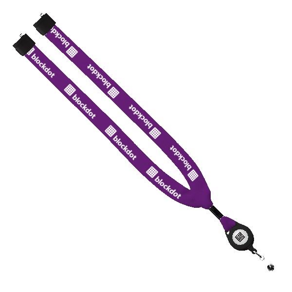 3/4" Cotton Lanyard with Metal Crimp & Retractable Badge Reel 1