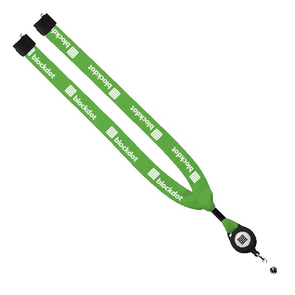 3/4" Cotton Lanyard with Metal Crimp & Retractable Badge Reel 1