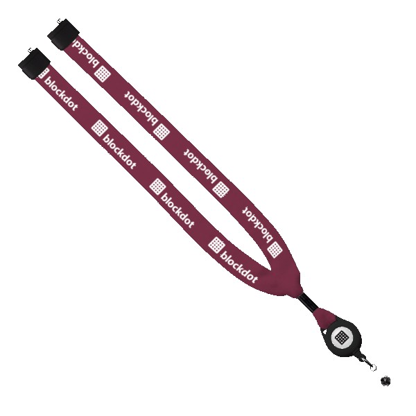 3/4" Cotton Lanyard with Metal Crimp & Retractable Badge Reel 1