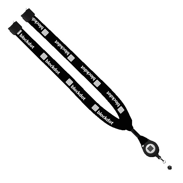 3/4" Cotton Lanyard with Metal Crimp & Retractable Badge Reel 1