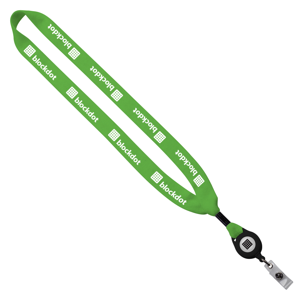 3/4" Cotton Lanyard with Metal Crimp & Retractable Badge Reel 1