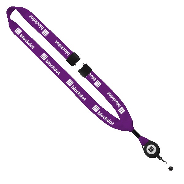 3/4" Cotton Lanyard with Metal Crimp & Retractable Badge Reel 1