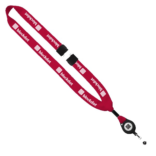 3/4" Cotton Lanyard with Metal Crimp & Retractable Badge Reel 1
