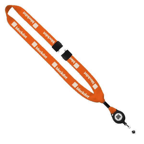 3/4" Cotton Lanyard with Metal Crimp & Retractable Badge Reel 1