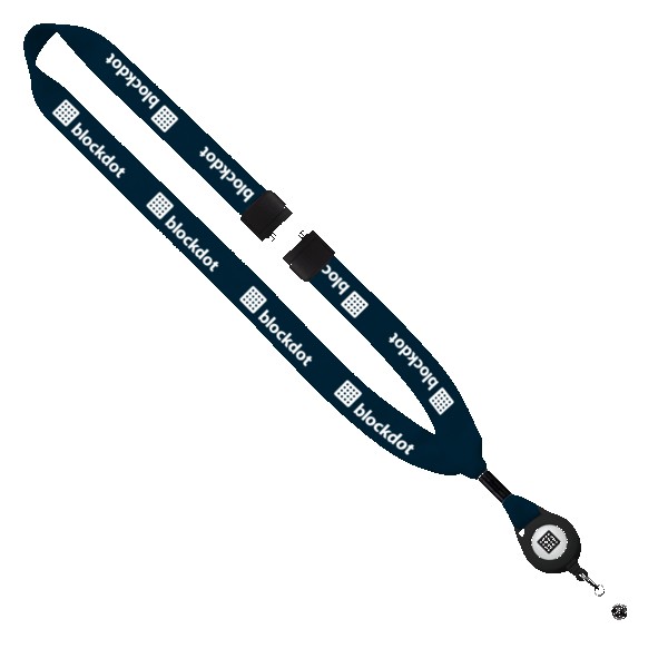 3/4" Cotton Lanyard with Metal Crimp & Retractable Badge Reel 1