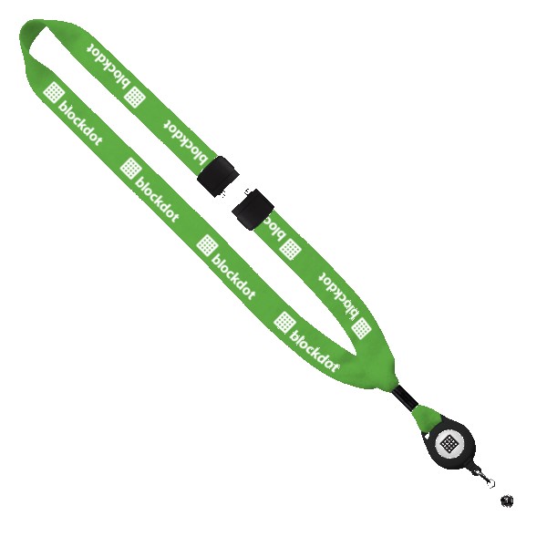 3/4" Cotton Lanyard with Metal Crimp & Retractable Badge Reel 1