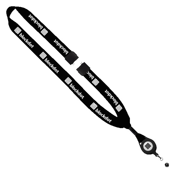 3/4" Cotton Lanyard with Metal Crimp & Retractable Badge Reel 1