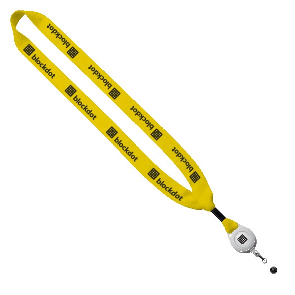 3/4" Cotton Lanyard with Metal Crimp & Retractable Badge Reel 1