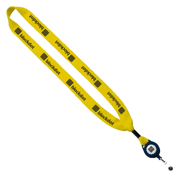 3/4" Cotton Lanyard with Metal Crimp & Retractable Badge Reel 1