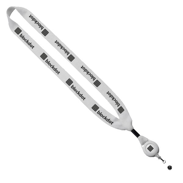 3/4" Cotton Lanyard with Metal Crimp & Retractable Badge Reel 1