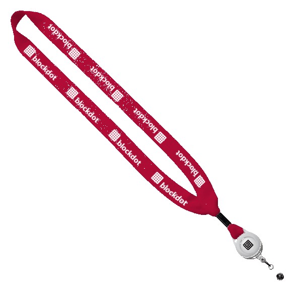 3/4" Cotton Lanyard with Metal Crimp & Retractable Badge Reel 1