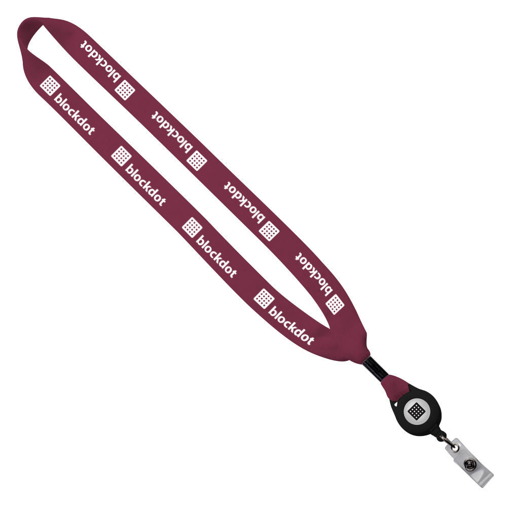 3/4" Cotton Lanyard with Metal Crimp & Retractable Badge Reel 1
