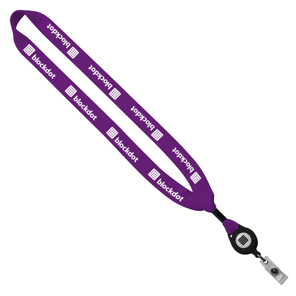 3/4" Cotton Lanyard with Metal Crimp & Retractable Badge Reel 1