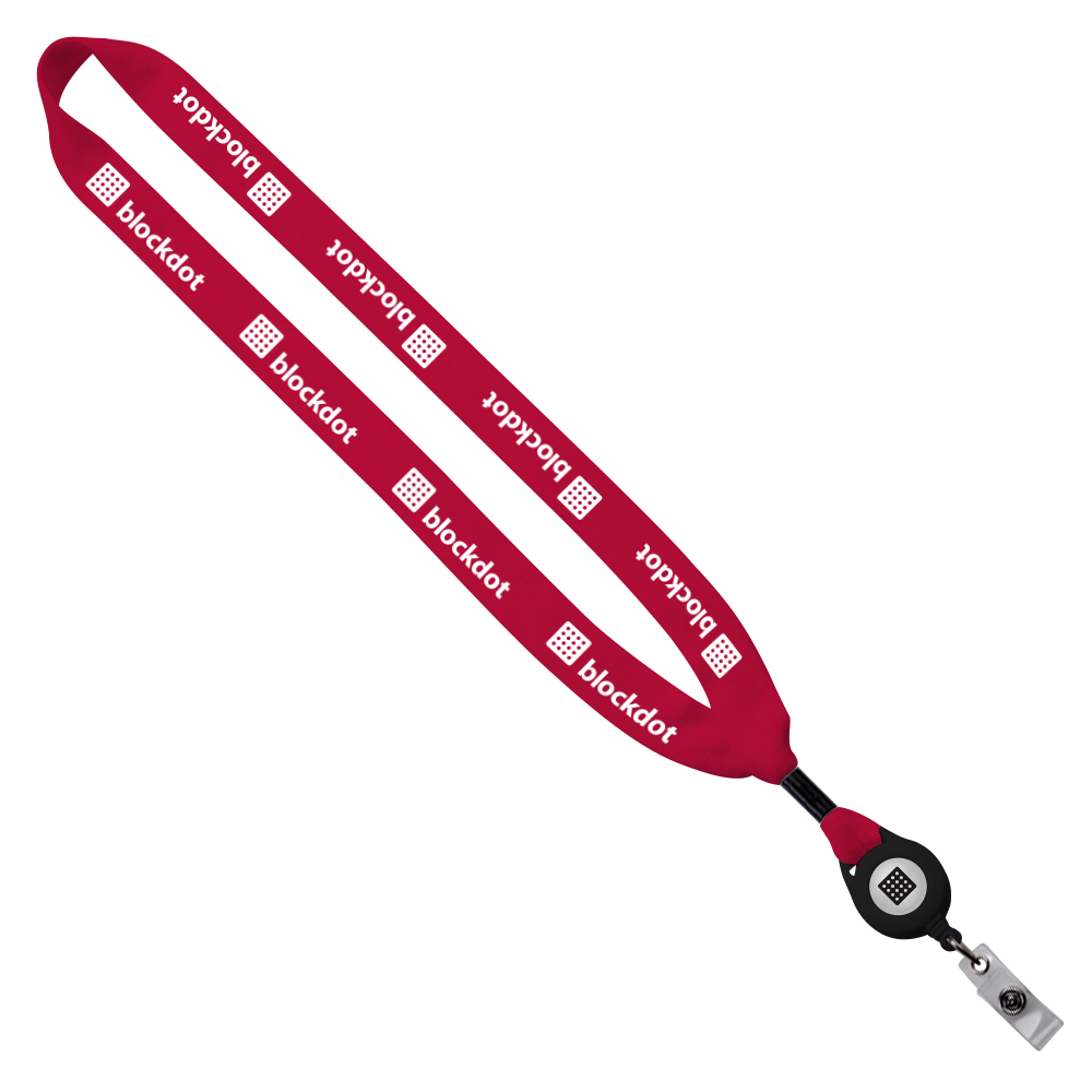 3/4" Cotton Lanyard with Metal Crimp & Retractable Badge Reel 1