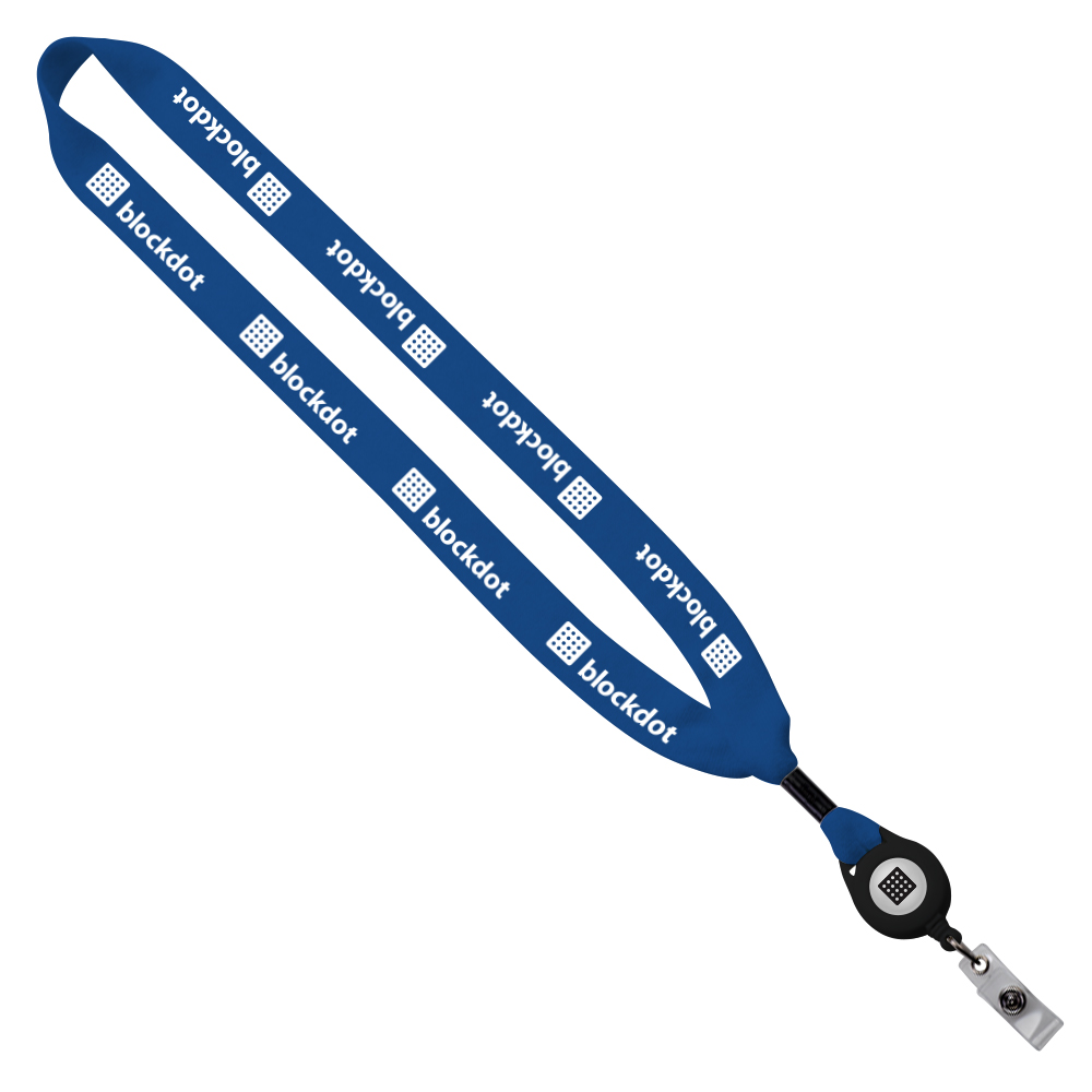 3/4" Cotton Lanyard with Metal Crimp & Retractable Badge Reel 1