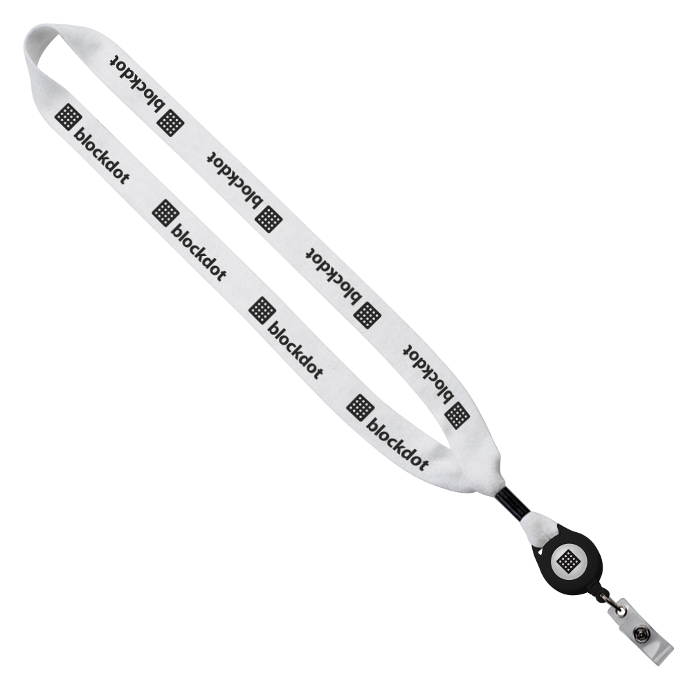 3/4" Cotton Lanyard with Metal Crimp & Retractable Badge Reel 1