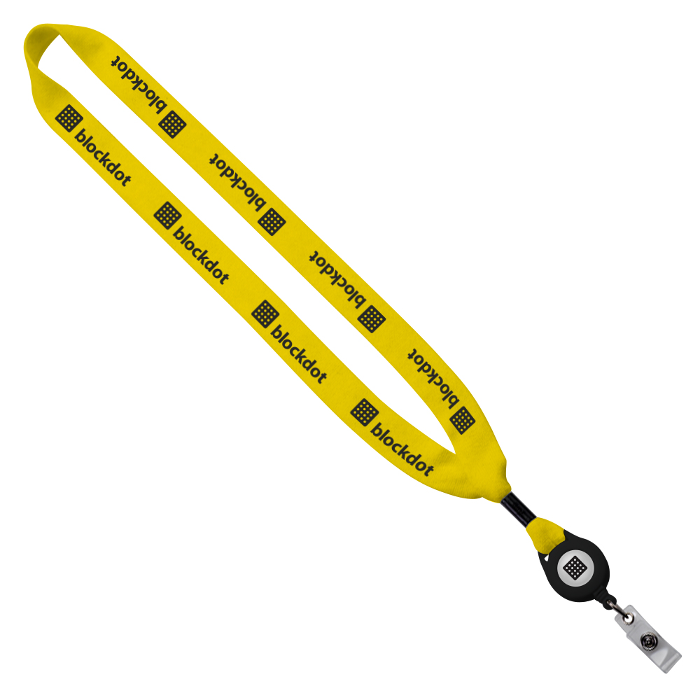 3/4" Cotton Lanyard with Metal Crimp & Retractable Badge Reel 1