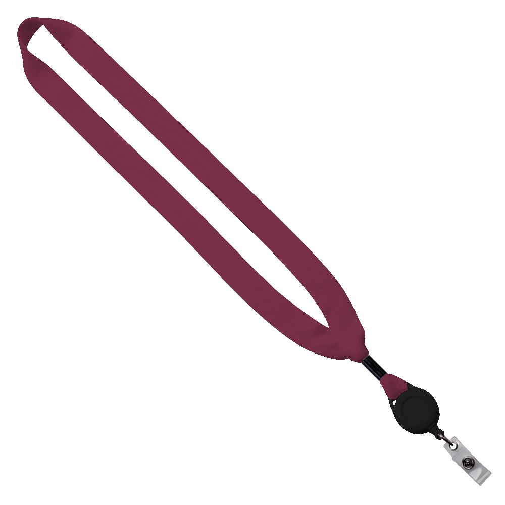3/4" Cotton Lanyard with Metal Crimp & Retractable Badge Reel 1
